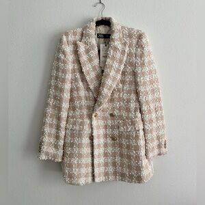 Zara Double Blazer In Beige